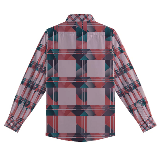 AI Imagined Red Power Check Men's Collar Shirt